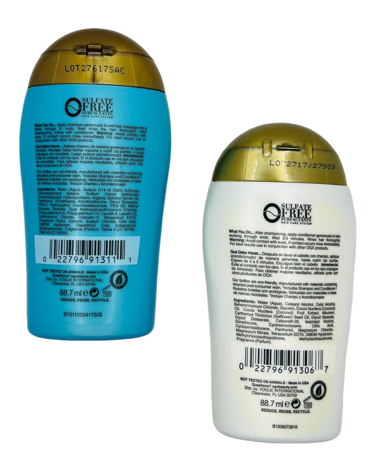 OGX Renewing+ Argan Oil of Morocco Shampoo & Nourishing+ Coconut milk Conditioner Twin Pack 88.7ml