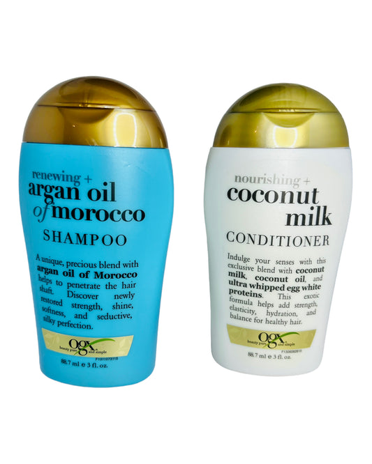 OGX Renewing+ Argan Oil of Morocco Shampoo & Nourishing+ Coconut milk Conditioner Twin Pack 88.7ml