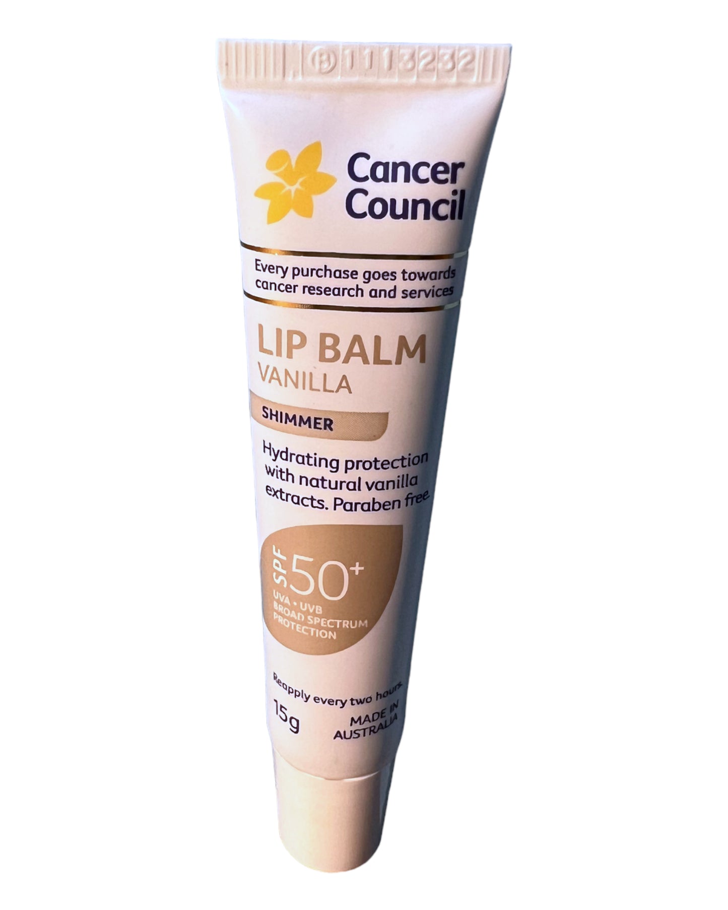 CANCER COUNCIL Vanilla Shimmer Lip Balm 15g