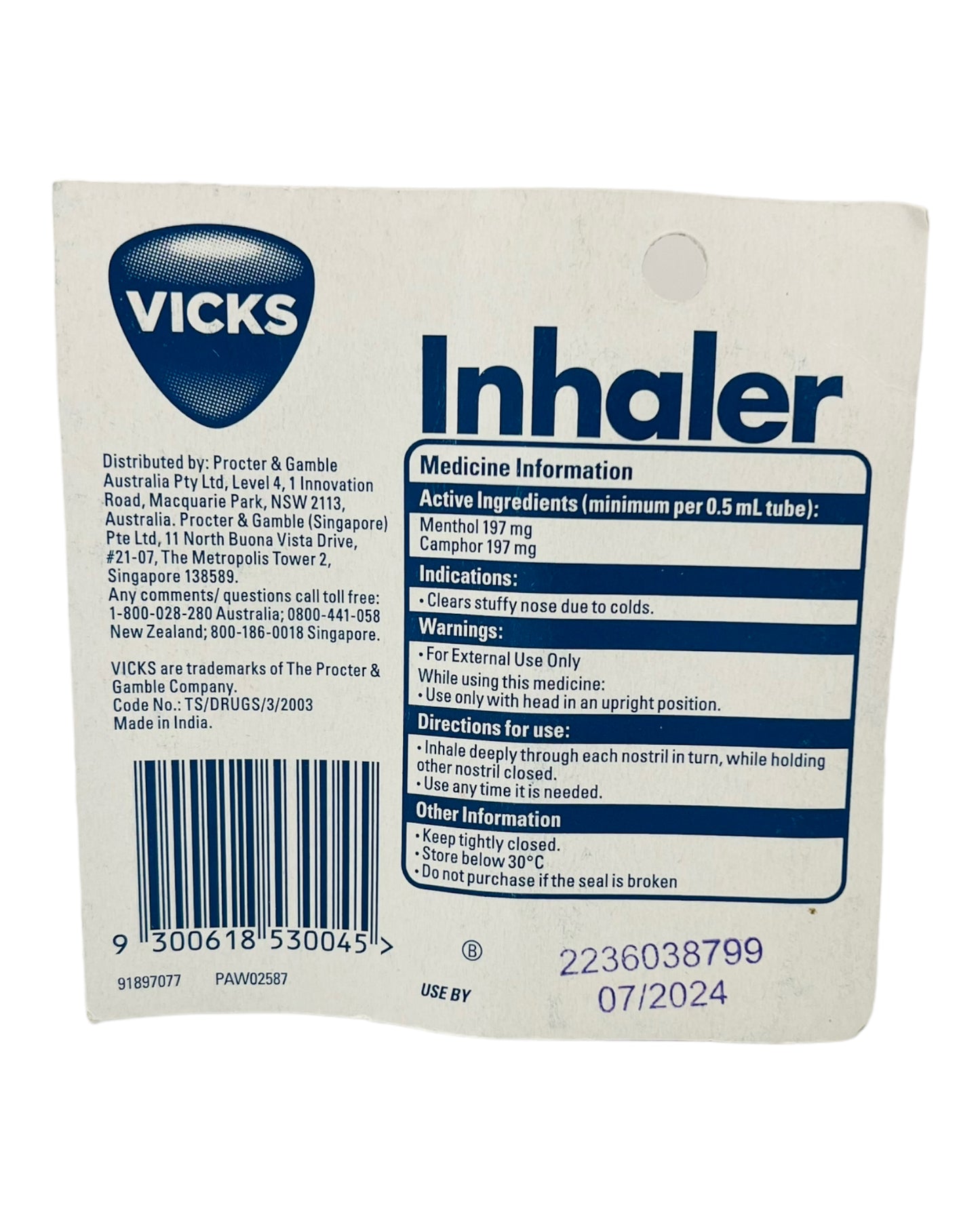 Vicks Pocket Inhaler 0.5ml