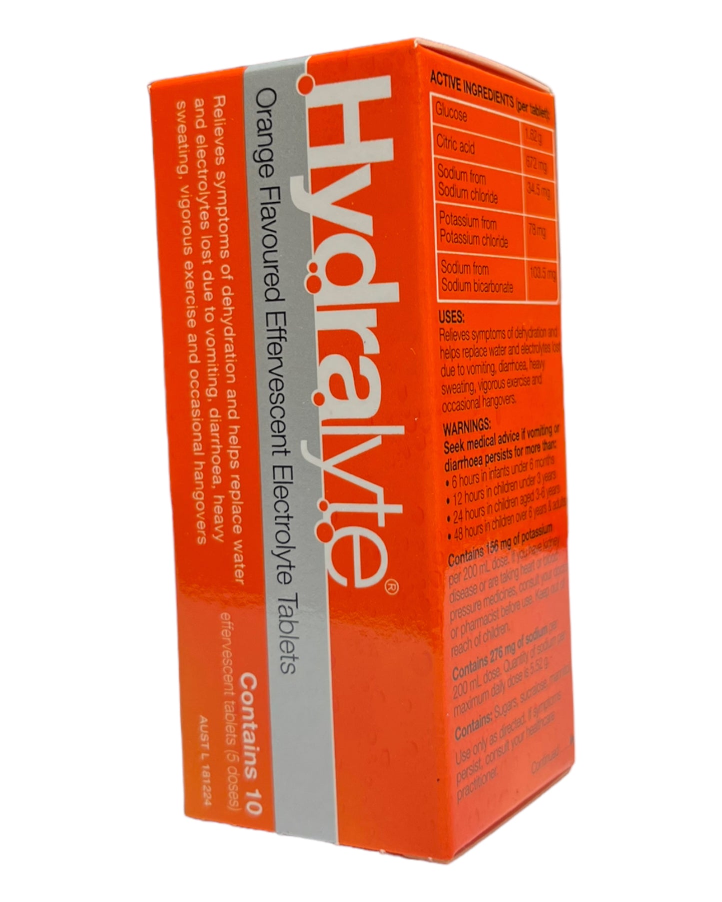 HYDRALYTE Orange Flavoured Effervescent Electrolyte Tablets 10 Pack