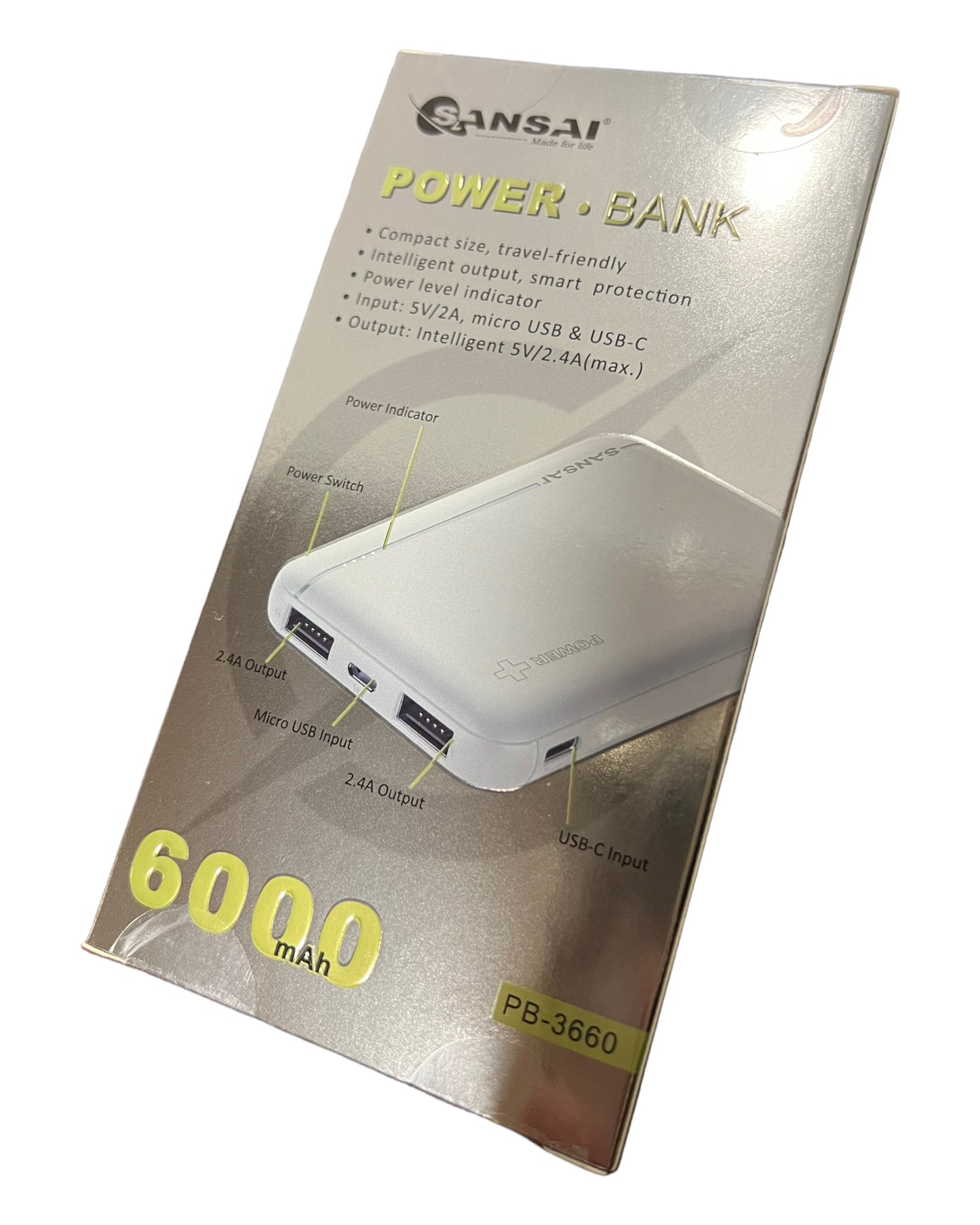 Sansai Power Bank 6000Ah 2 USB