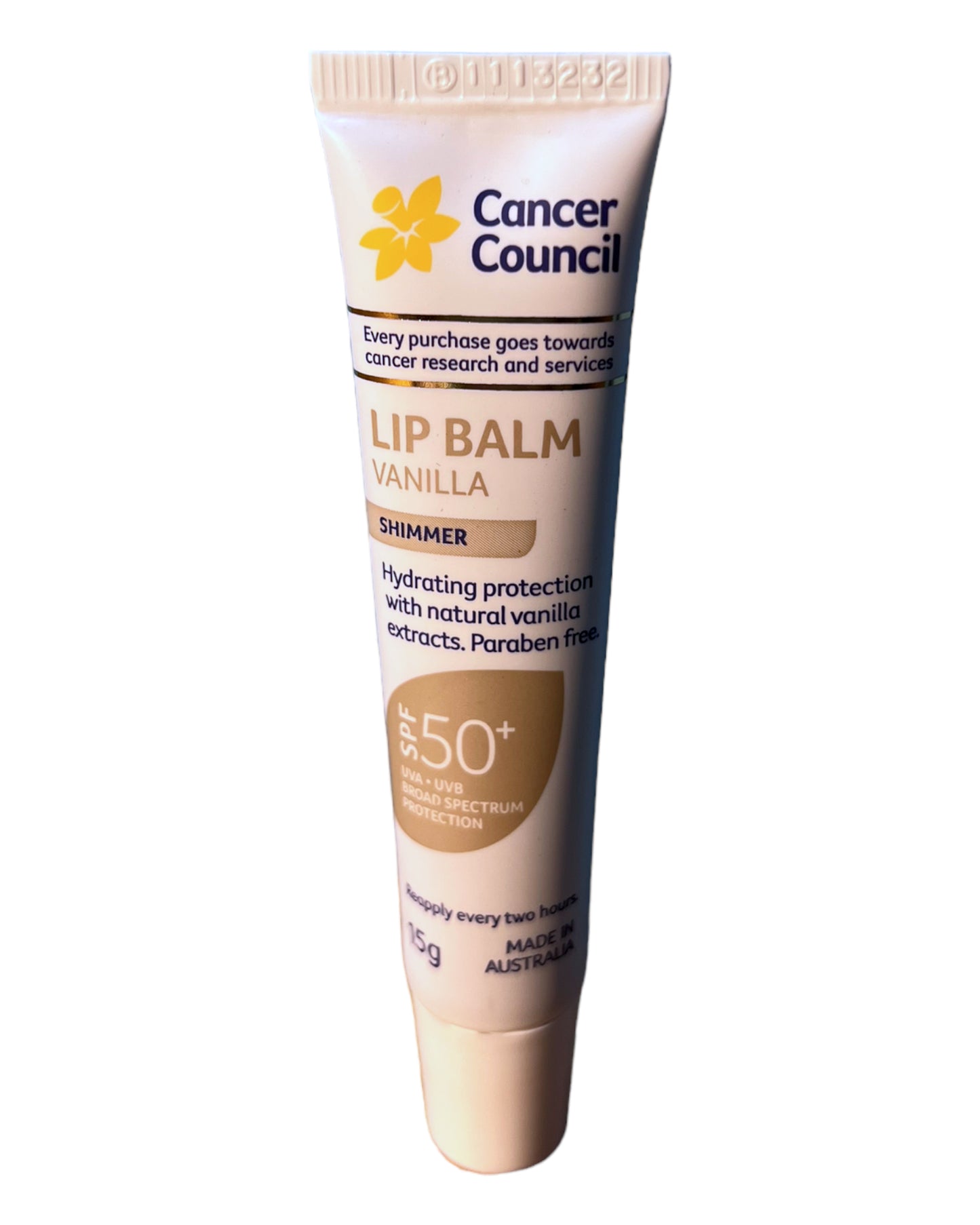 CANCER COUNCIL Vanilla Shimmer Lip Balm 15g