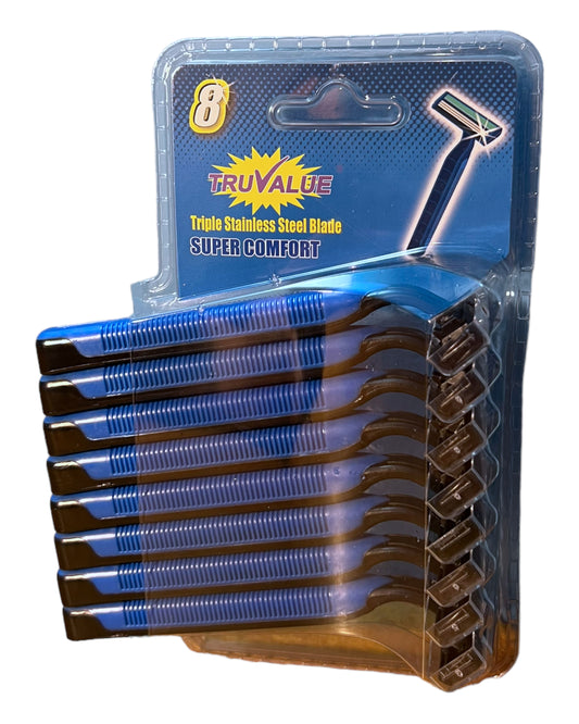 Truvalue Triple Blade 8pk Disposable Razors For Men