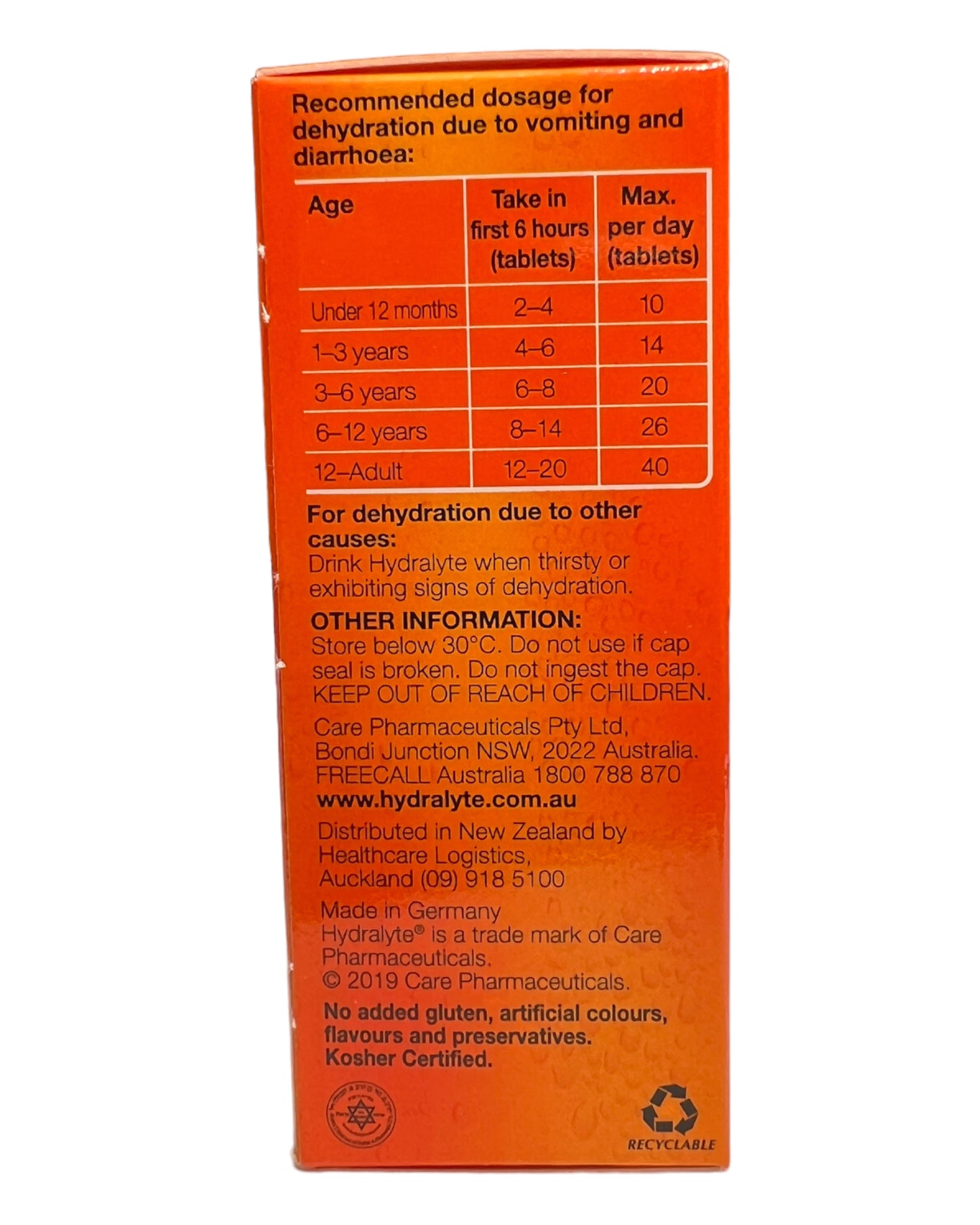 HYDRALYTE Orange Flavoured Effervescent Electrolyte Tablets 10 Pack