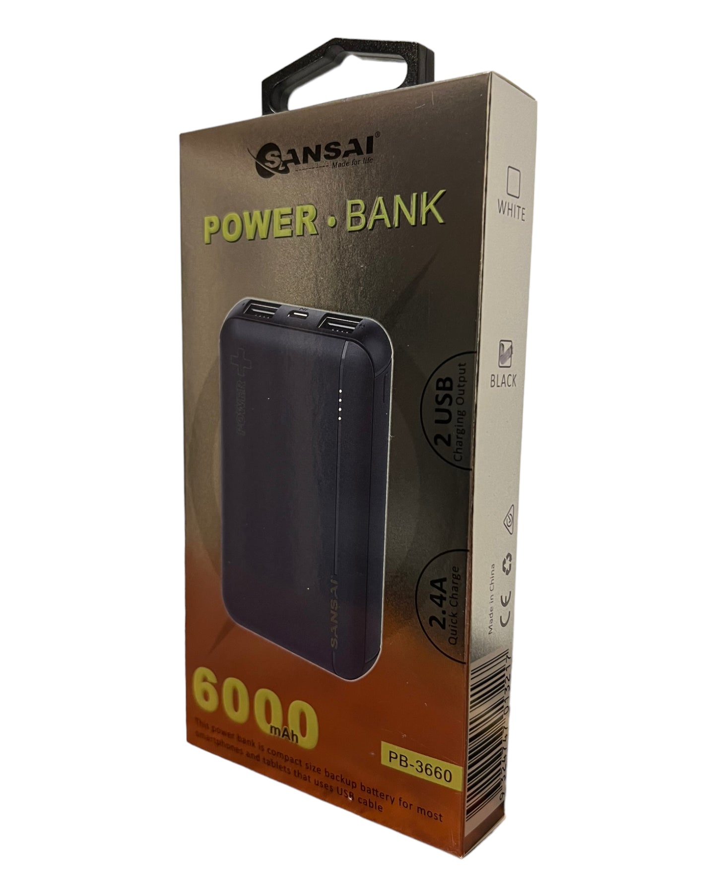 Sansai Power Bank 6000Ah 2 USB