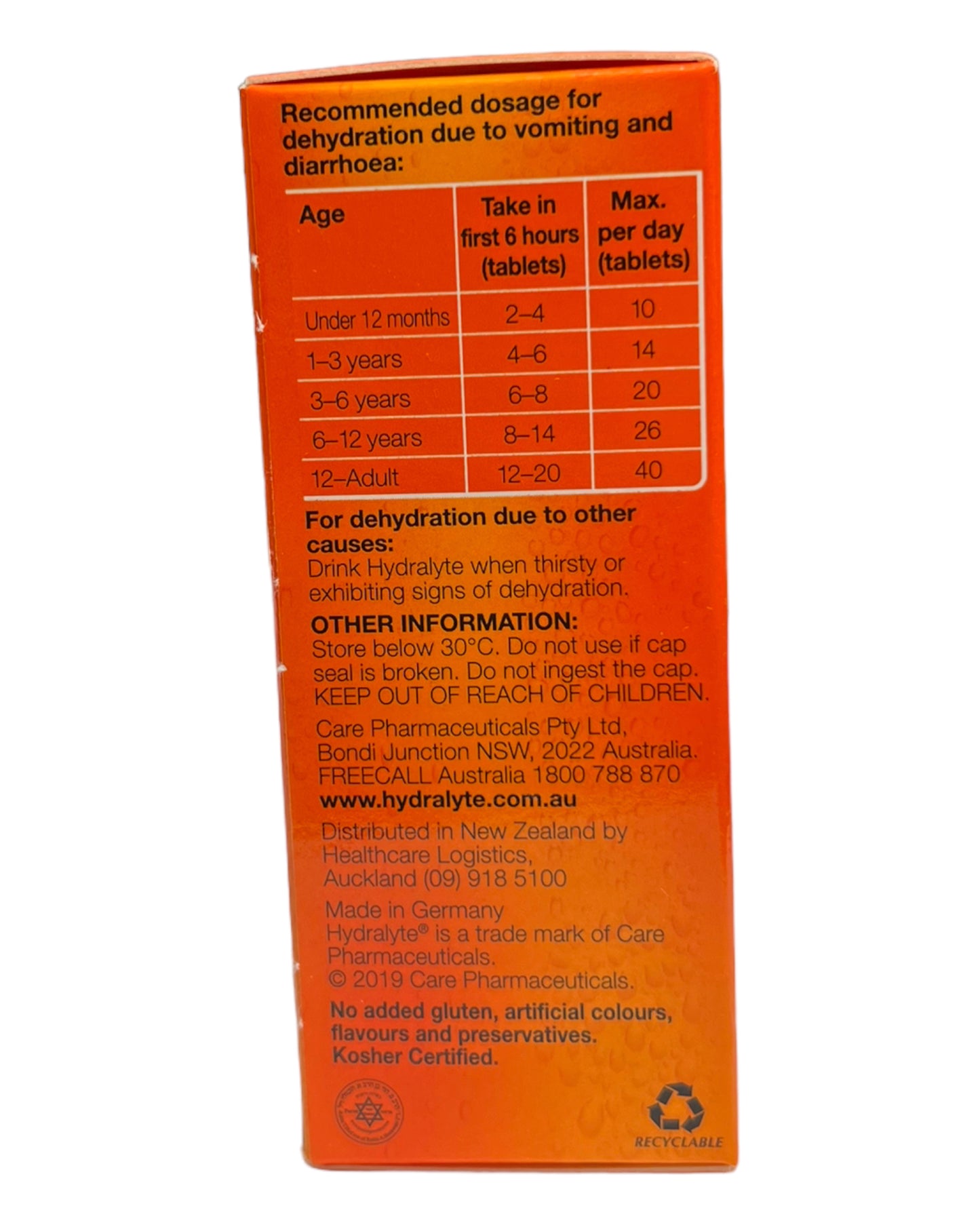 HYDRALYTE Orange Flavoured Effervescent Electrolyte Tablets 10 Pack