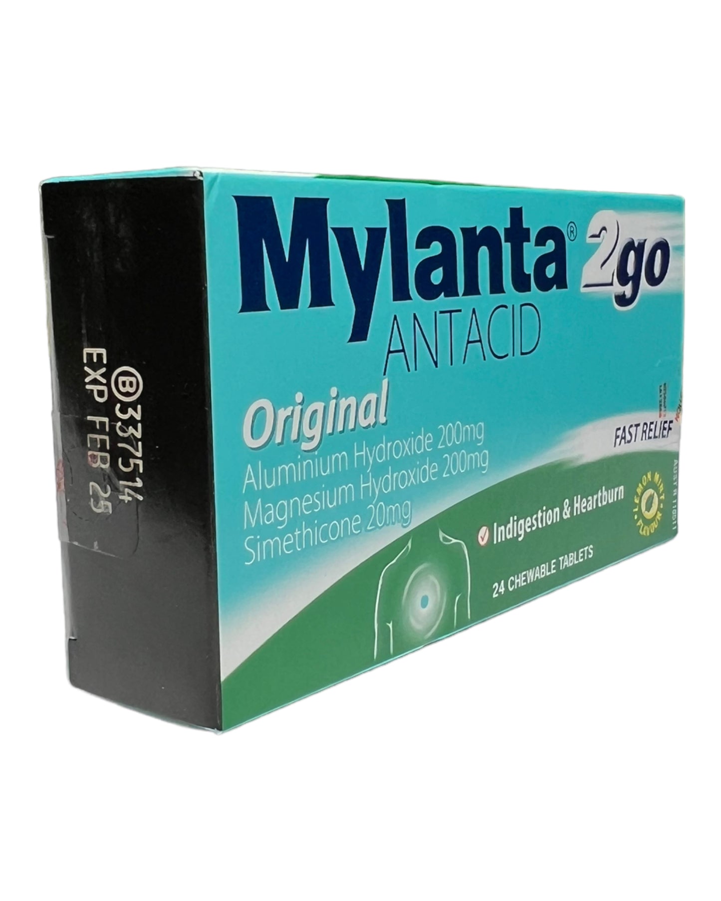 MYLANTA 2GO Original Chewable Tablets 24 Pk - Lemon Mint