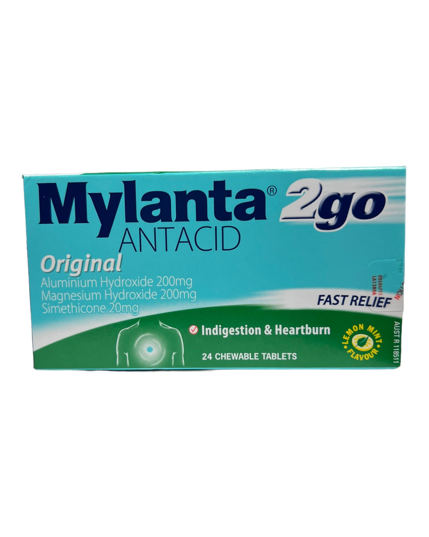 MYLANTA 2GO Original Chewable Tablets 24 Pk - Lemon Mint