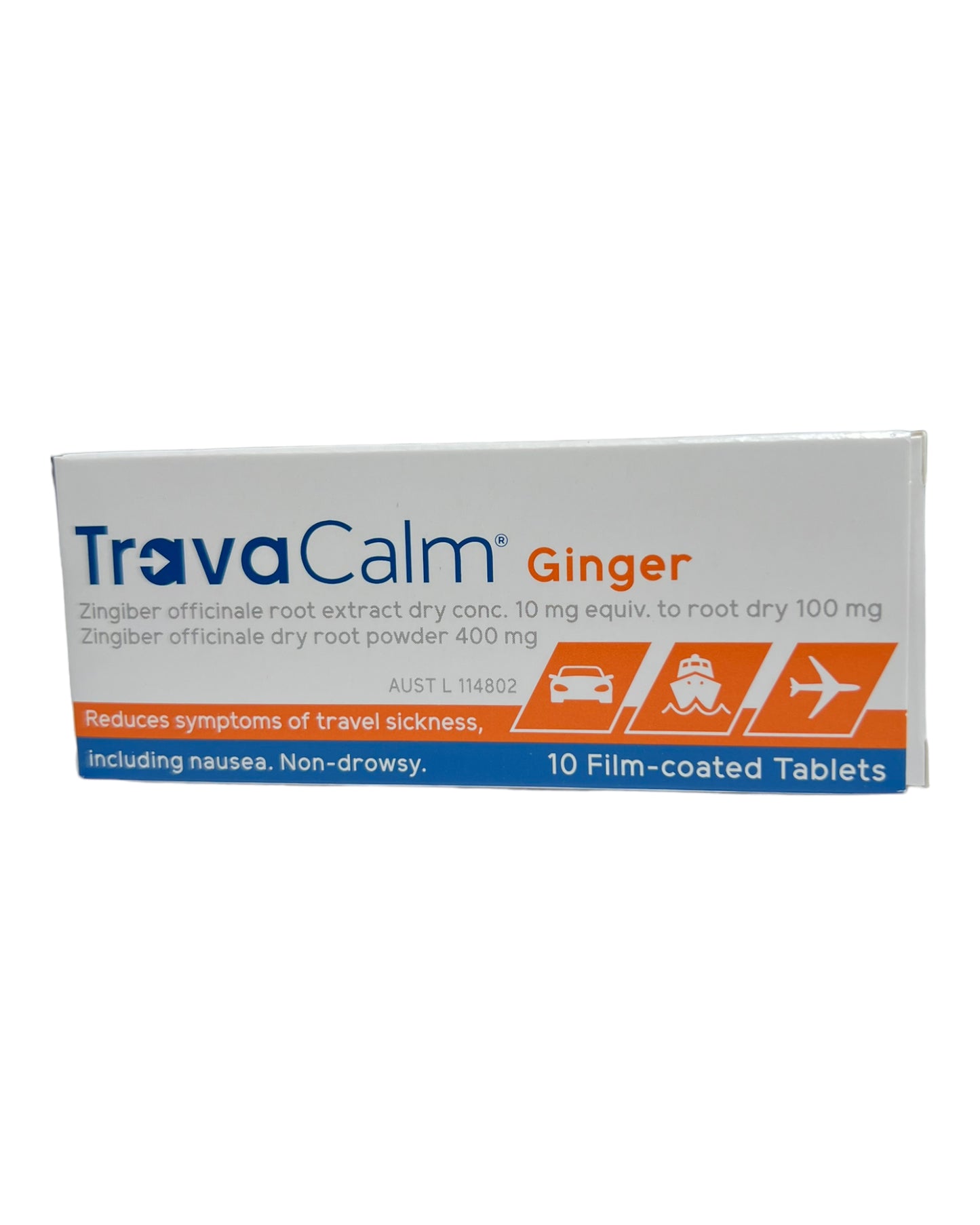 TRAVACALM Ginger Travel Sickness Tablets 10 Pack