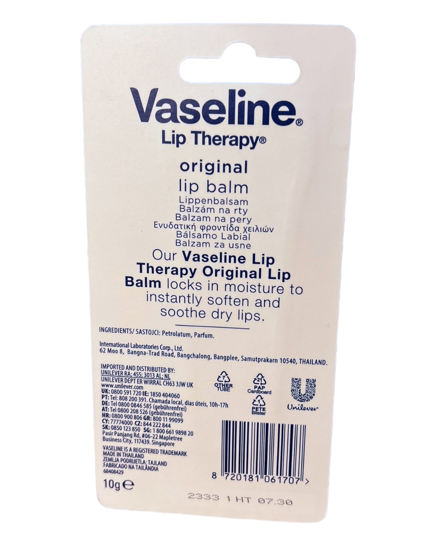 VASELINE Lip Balm Original 10g