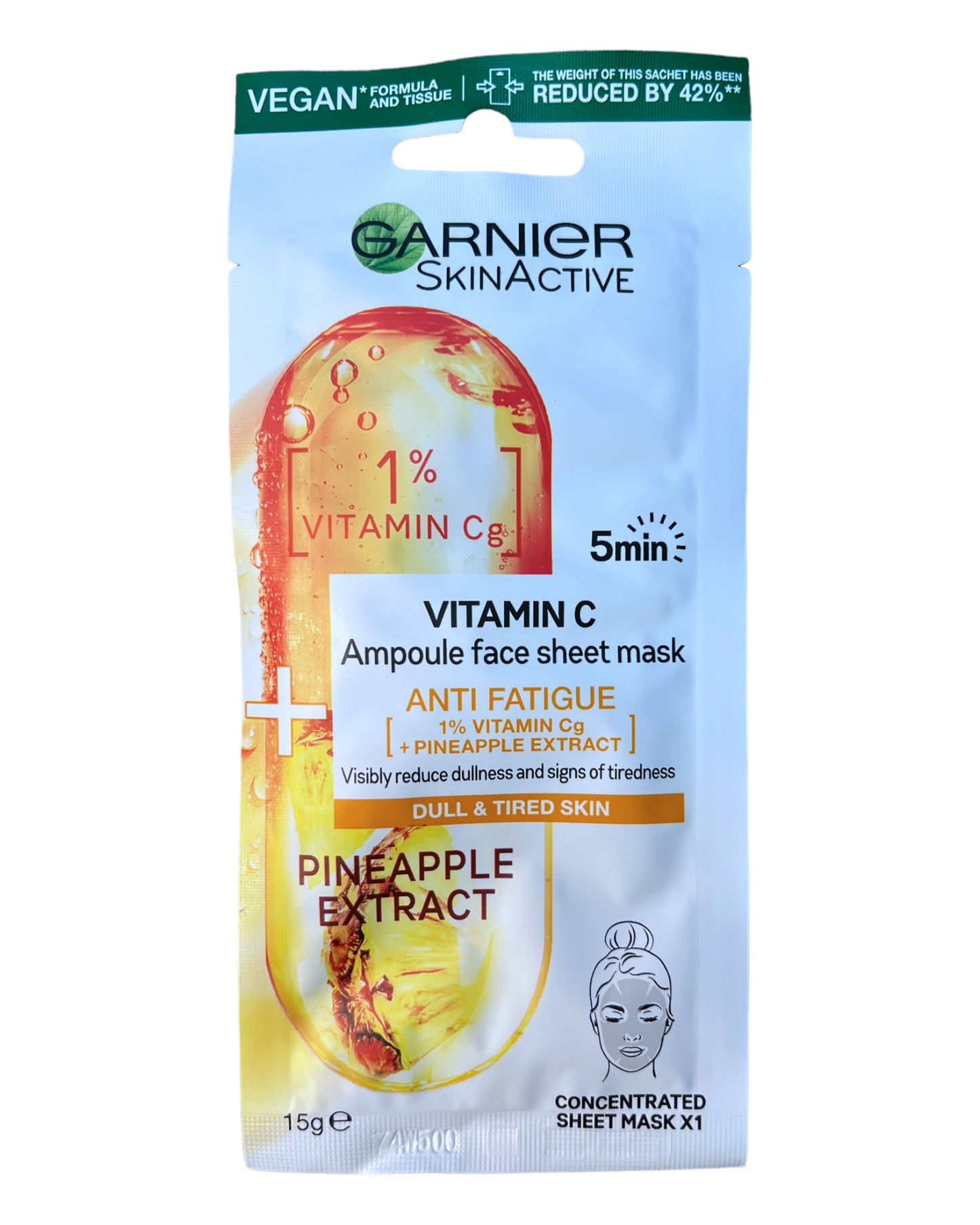 GARNIER Skin Active Pineapple Extract & Vit C Ampoule Face Mask 15g